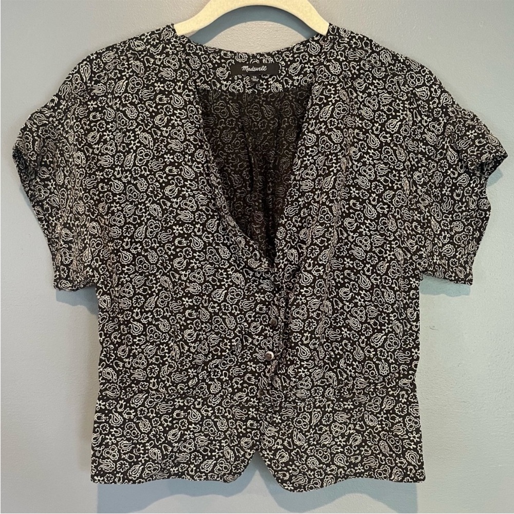 NWOT Madewell Pleated Short-Sleeve Top - Picture 6 of 11